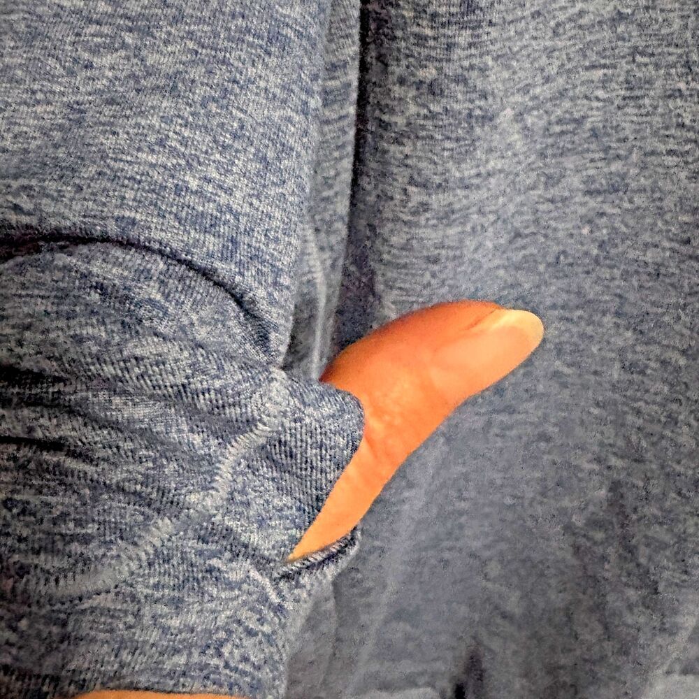 Athleta Uptempo Cowl Neck Hoodie M Blue Athletic Athleisure Thumbholes - Picture 6 of 11